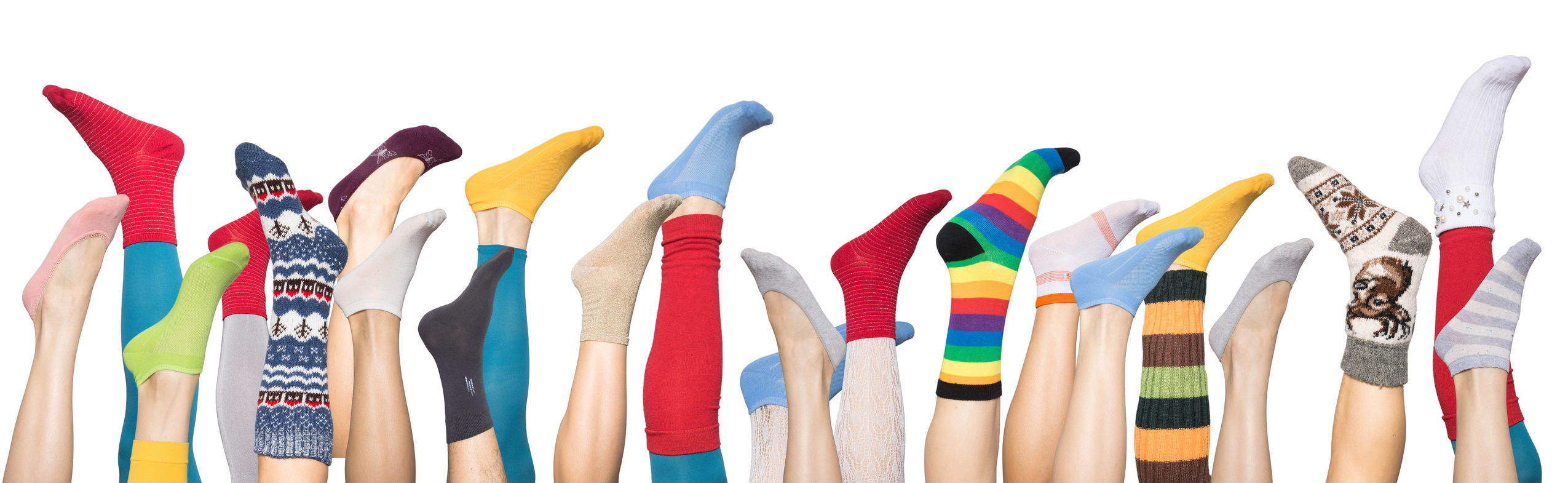 Colorful socks on white background